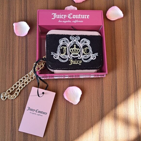 Juicy Couture Handbags - Juicy Couture Lovers Club Square Zip Wallet Black & Pink NWT